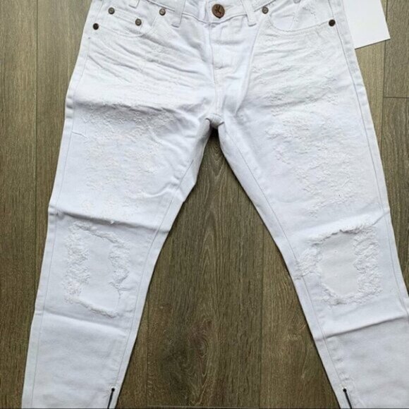 Free People One Teaspoon White Beauty Freebirds Skinny Jeans Denim Ankle Zip - Picture 11 of 16